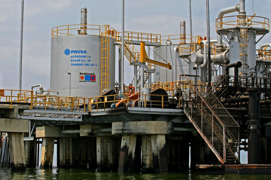 Lagunillas, Zulia, Venezuela. March 20, 2026. An oil flow station belonging to the Venezuelan state oil company, PDVSA, is seen on Lake Maracaibo. Photo: Jos&eacute; Bula Urrutia.