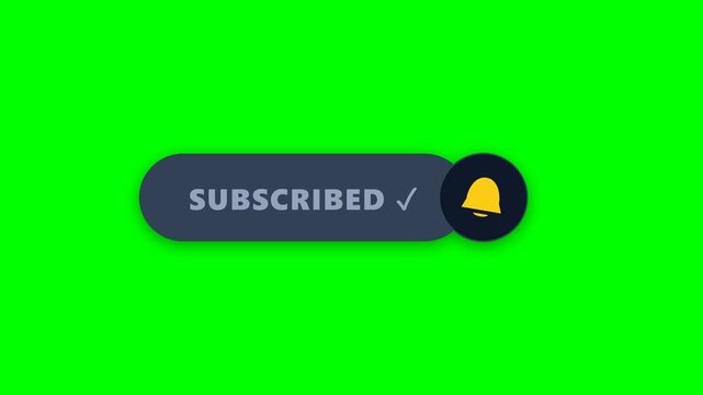 Set of subscribe and notification bell buttons on green screen