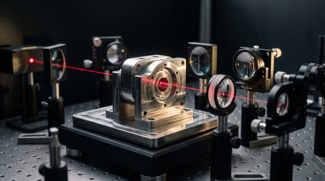 Precision laser alignment through optical components in laboratory
