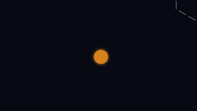 Minimalist motion animation of an orange circle moving inside a hexagon frame on dark 4k background abstract