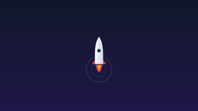 Sleek Rocket Launch Icon with Vibrant Flame