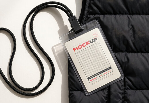ID Badge inside Plastic with Coat Mockup