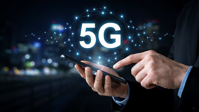 5g wireless technology connecting smartphone users through a high speed digital network