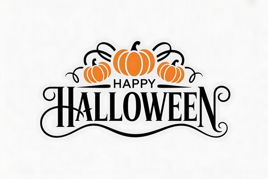 Festive halloween lettering with pumpkins and decorative swirls for seasonal celebrations