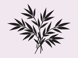 Fototapeta premium Bamboo branch silhouette for oriental and minimalist designs.