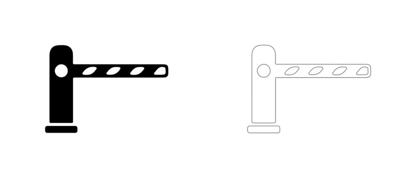 Barrier gate arm vector icon filled and outline, gated community security and access control barrier symbol.