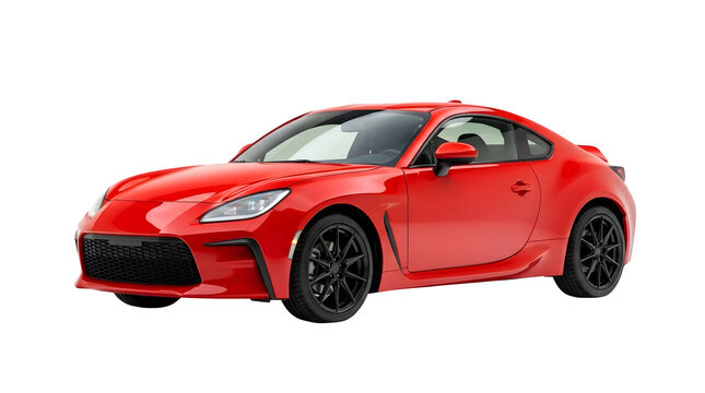 Modern red sports car coupe isolated on transparent background