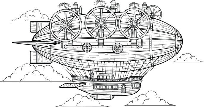 Vintage steam locomotive engine cross section diagram.