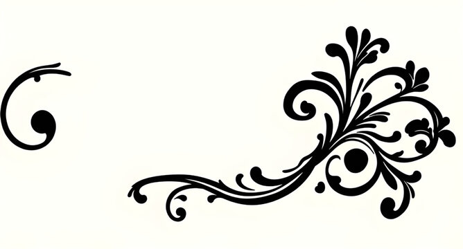 Vintage floral swirl divider vector graphic for retro page header layout.