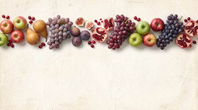 Thanksgiving Fruit Border 3D Paper Background with Copy Space for Restaurant Menu Design