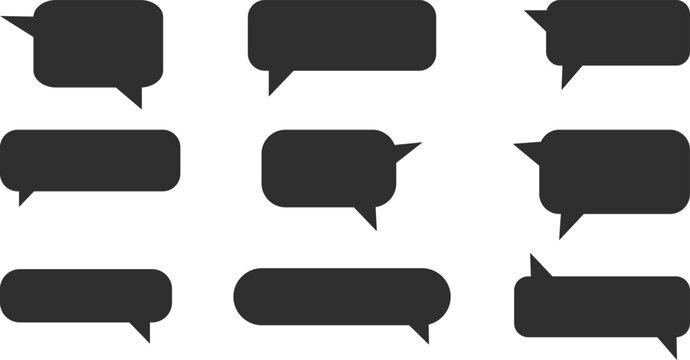 Black speech bubble icons set for chat and messaging