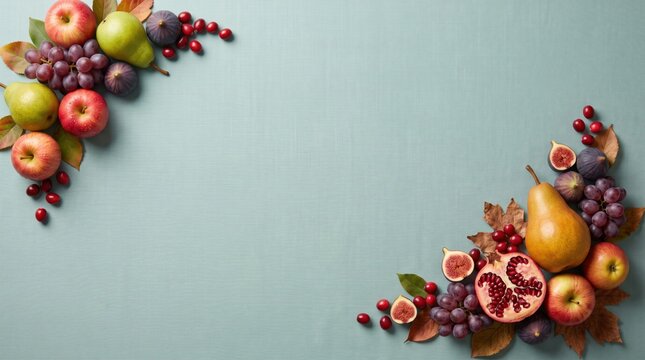 Thanksgiving Fruit Border 3D Woven Textile Background with Copy Space for Textile Industry Seasonal Packaging Advertising and Seasonal Greeting Cards Design