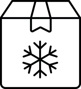 Cold shipping box line icon with snowflake symbol for refrigerated packaging, frozen delivery and cold chain logistics