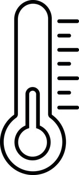 High temperature thermometer line icon for heat monitoring, temperature control, weather, storage conditions and safety alerts