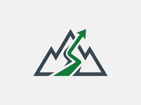 Growth Mountain Summit Arrow Upward Journey Logo Concept