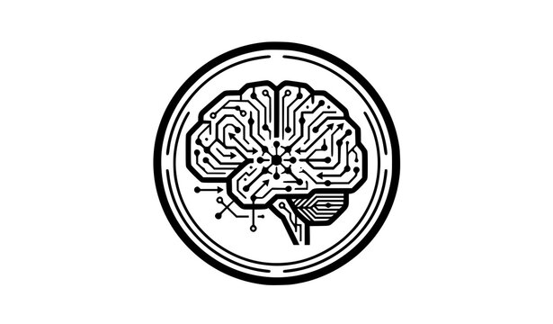Artificial intelligence digital brain concept with circuitry pattern AI technology machine learning neural network brain icon tech brain cybernetic brain computer science