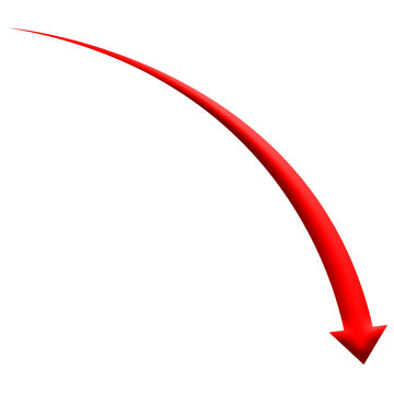Red curved arrow down declining trend financial business loss decrease vector illustration
