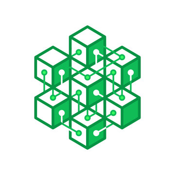 Connected Digital Blocks Network Structure Technology Concept