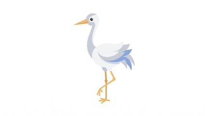 Fototapeta premium Stylized illustration of a white stork standing on one leg with a white background