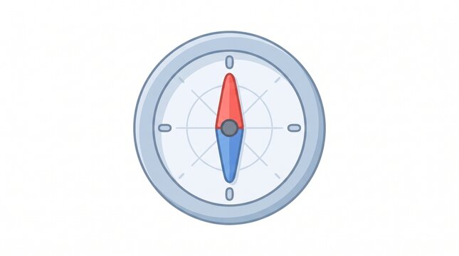 Simple Compass Illustration With Red And Blue Needle On White Background
