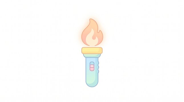 Cute cartoon flashlight with a flame illustration on a white background