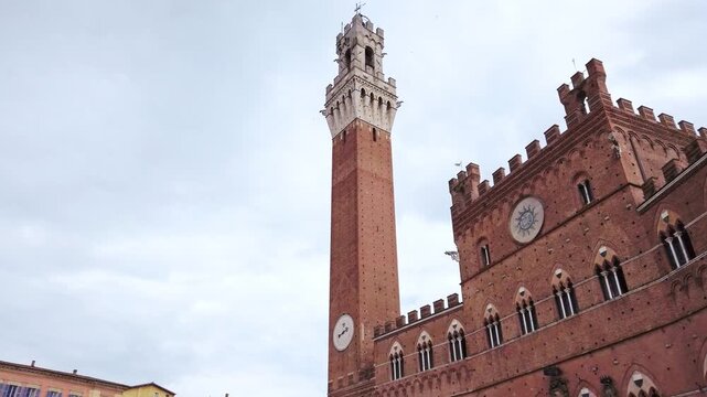 Historic Torre del Mangia and Palazzo Pubblico in Siena, Tuscany