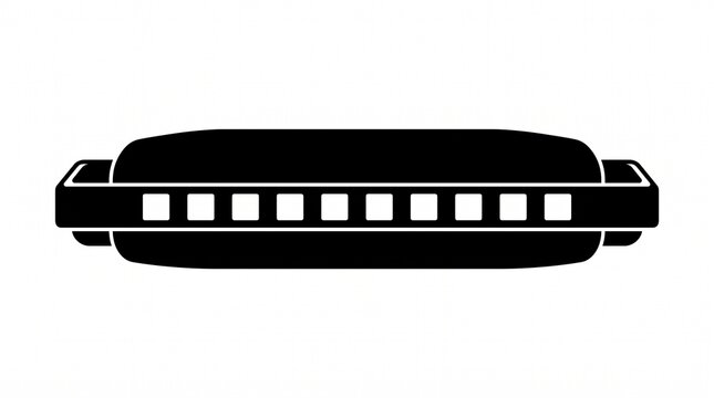 Black harmonica silhouette on a white background