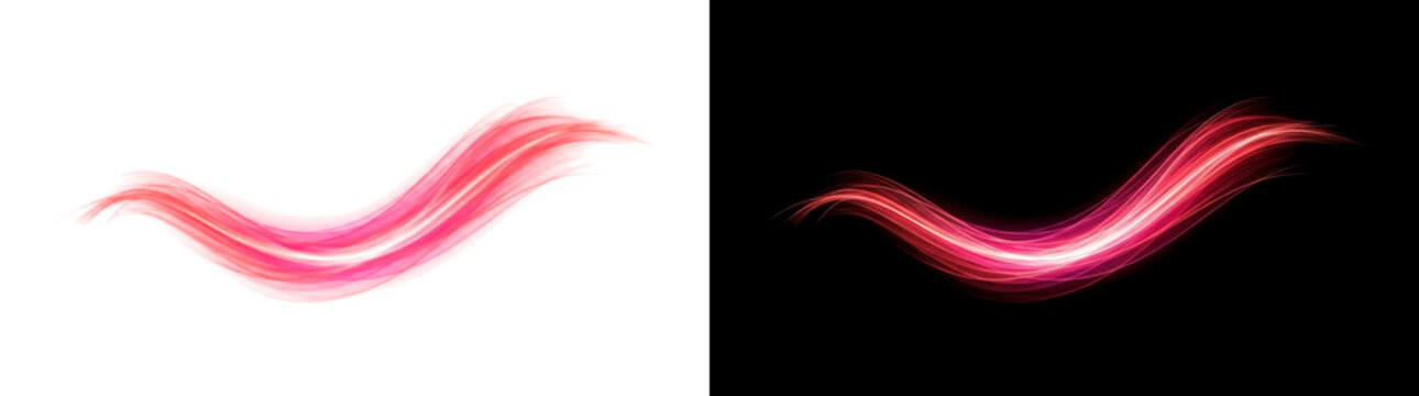 Glowing red motion light trail isolated on transparent background png overlay