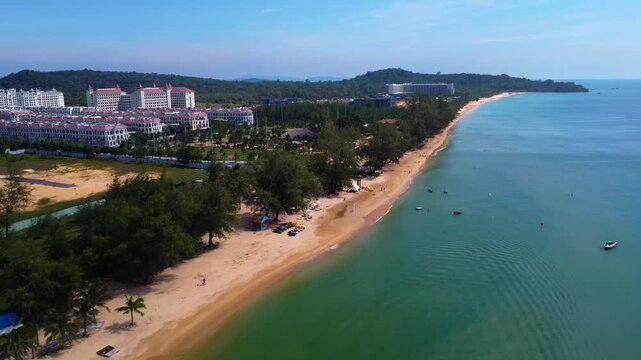 Aerial Drone View of Bai Dai Beach & Luxury Resort Coastline in Phu Quoc, Vietnam (4K)