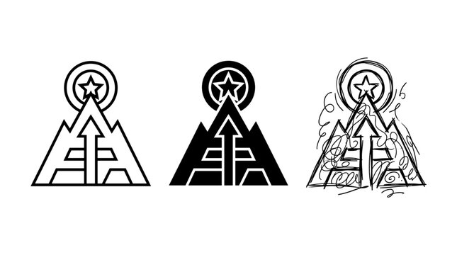 Evolution of logo design process from sketch to final vector