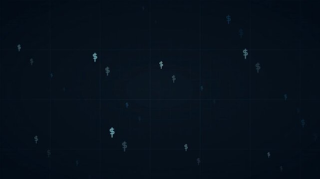 Tech Inspired Electric Blue Currency Flow On Dark Grid
