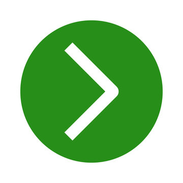 Green circle icon with a white right arrow symbol for navigation and user interface design