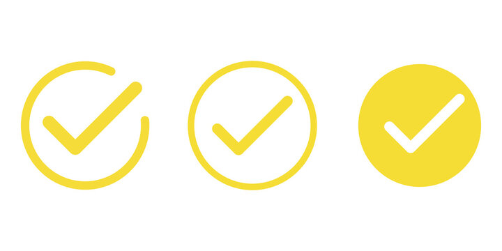 Three yellow check mark icons in circles representing approval and correct task completion