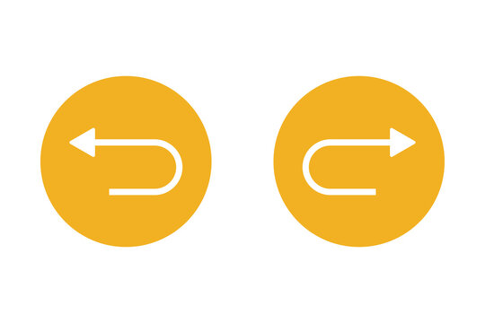 Undo and redo arrows in yellow circles for navigation and interface design