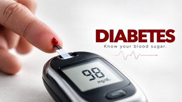 Diabetes Management: Blood Glucose Meter with Test Strip and Normal Reading for Sugar Level Monitoring