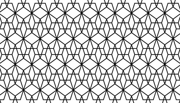 Black and white geometric outline seamless pattern. Easy to edit design element. For modern background pattern. Vector format illustration. Eps10