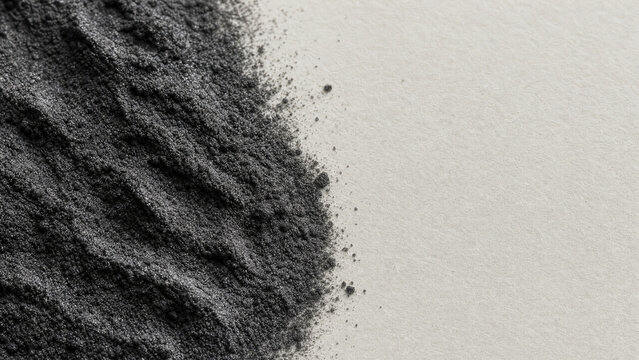 Graphite powder ridges on matte paper in soft side light macro
