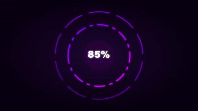 Vibrant Neon Violet Tech Rotating Data Ring Animation