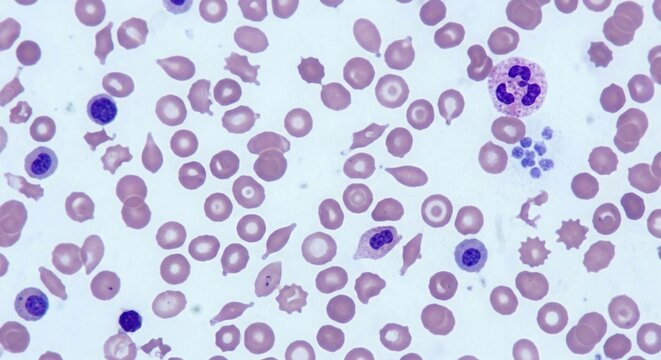Microscopic Blood Cell Detail Microphotography With Various Cell Types