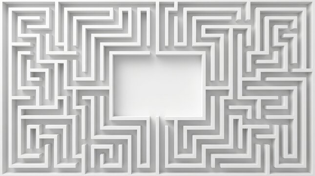 Detailed 3D white labyrinth maze from a top view perspective.