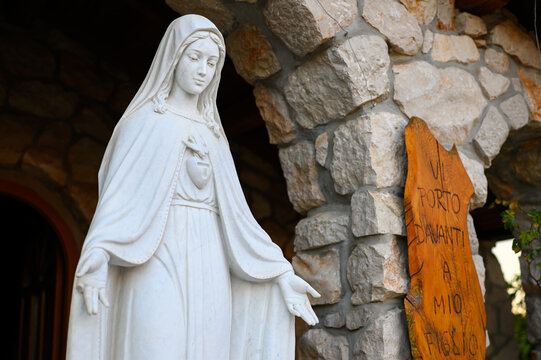 A statue of the Queen of Peace in a religious community in Medjugorje, Bosnia and Herzegovina.