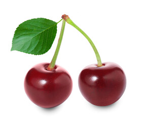 Fresh ripe cherries isolated on white. Tasty berry © New Africa