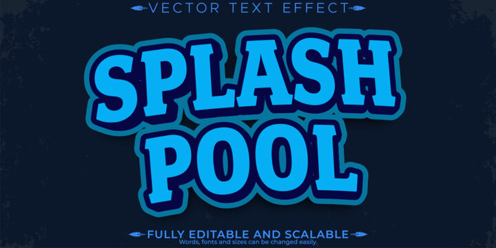 Splash Pool text effect, editable blue and playful text style