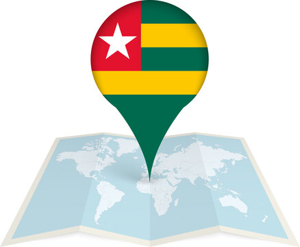 Togo Flag Pointer on World Map