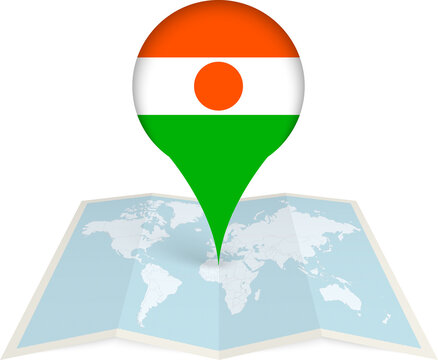 Niger Flag Pointer on World Map