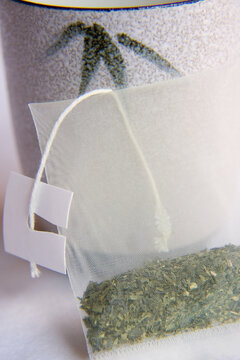 Green tea bag with cup