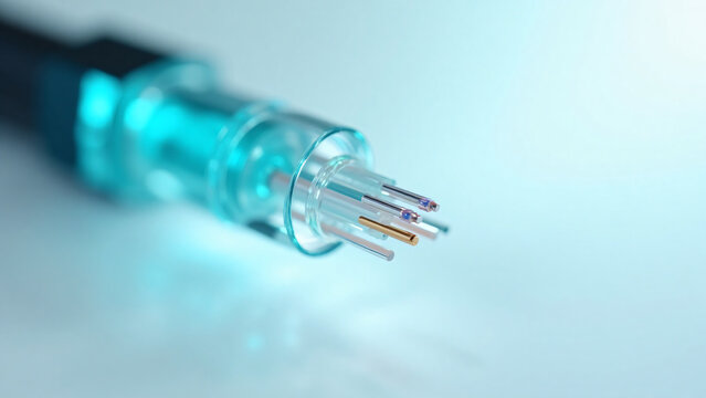 Fiber Optic Cable with Glowing Tips for Tech and Networking Use