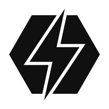 Broken Hexagon Lightning Bolt Silhouette Icon