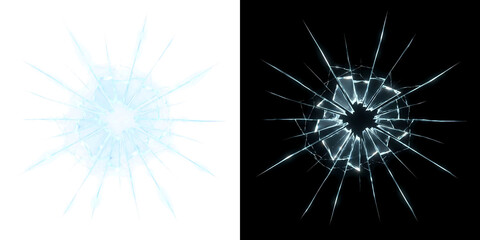 Fototapeta premium Shattered Glass Fracture Overlay on Black Background