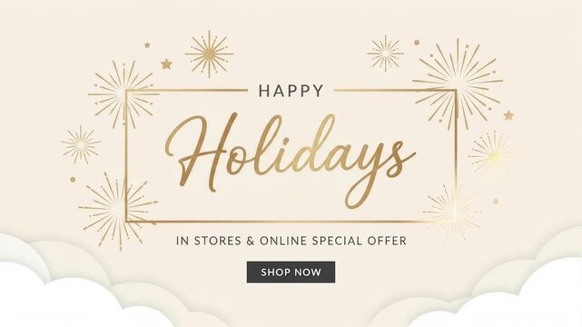 Holiday promotional banner display on a retail store front
